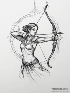Tattoo sketch a sagittarius archer, with a dr… — эскиз тату (№1754025999_0, 01.08.2025 05:26) — Tatufoto.com
