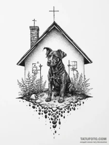 Tattoo design a loyal dog’s silhouette guardi… — эскиз тату (№1754026201_0, 01.08.2025 05:30) — Tatufoto.com