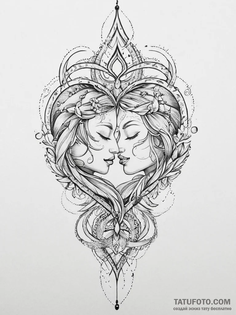 Tattoo design a blend of colors symbolizing t... - эскиз тату (№1754027586_0, 01.08.2025 05:53) — Tatufoto.com