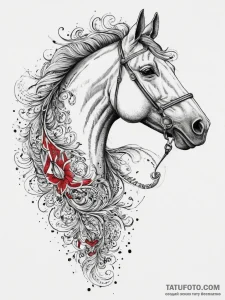 A person grooming a horse., artistic tattoo s... - эскиз тату (№1754028772_0, 01.08.2025 06:12) — Tatufoto.com