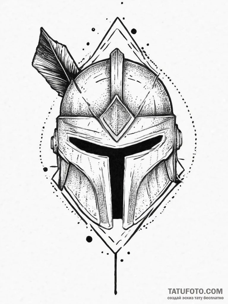 A spartan helmet with an arrow in it (is ther... - эскиз тату (№1754028970_0, 01.08.2025 06:16) — Tatufoto.com