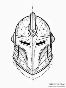 Tattoo design a minimalist knight's helmet, f... - эскиз тату (№1754030159_0, 01.08.2025 06:35) — Tatufoto.com