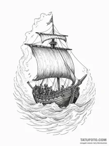 Tattoo sketch a powerful viking longship cutt... - эскиз тату (№1754030952_0, 01.08.2025 06:49) — Tatufoto.com
