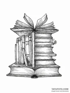 Tattoo sketch a bookshelf filled with cherish... - эскиз тату (№1754031148_0, 01.08.2025 06:52) — Tatufoto.com