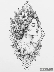 Tattoo design a graceful virgo maiden, her fo... - эскиз тату (№1754035119_0, 01.08.2025 07:58) — Tatufoto.com