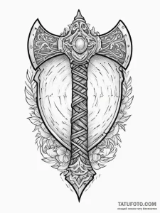 Tattoo design a viking axe and shield, crosse... - эскиз тату (№1754036110_0, 01.08.2025 08:15) — Tatufoto.com