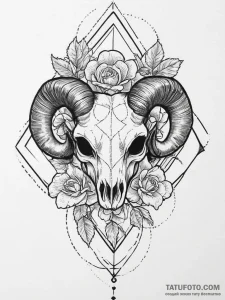 Tattoo sketch an aries ram's head composed of... - эскиз тату (№1754036311_0, 01.08.2025 08:18) — Tatufoto.com