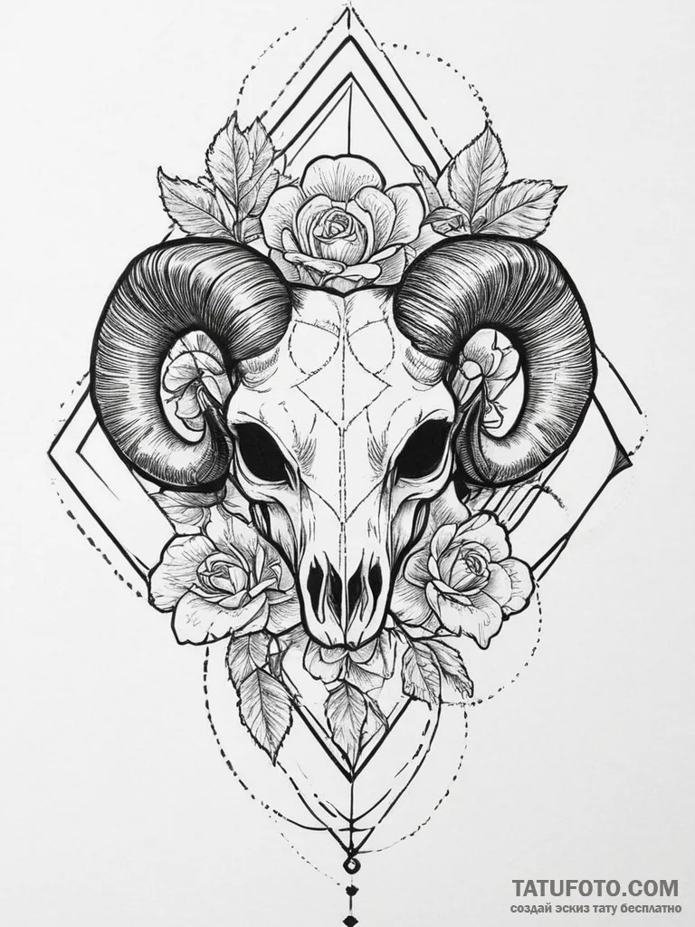 Tattoo sketch an aries ram's head composed of... - эскиз тату (№1754036311_0, 01.08.2025 08:18) — Tatufoto.com