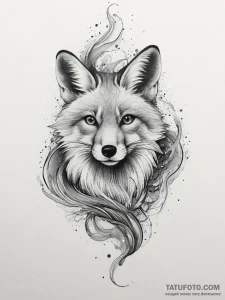 A fox made of swirling smoke, artistic tattoo... - эскиз тату (№1754037499_0, 01.08.2025 08:38) — Tatufoto.com