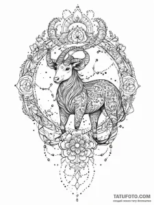 Tattoo sketch a zodiac animal made entirely o... - эскиз тату (№1754037897_0, 01.08.2025 08:44) — Tatufoto.com