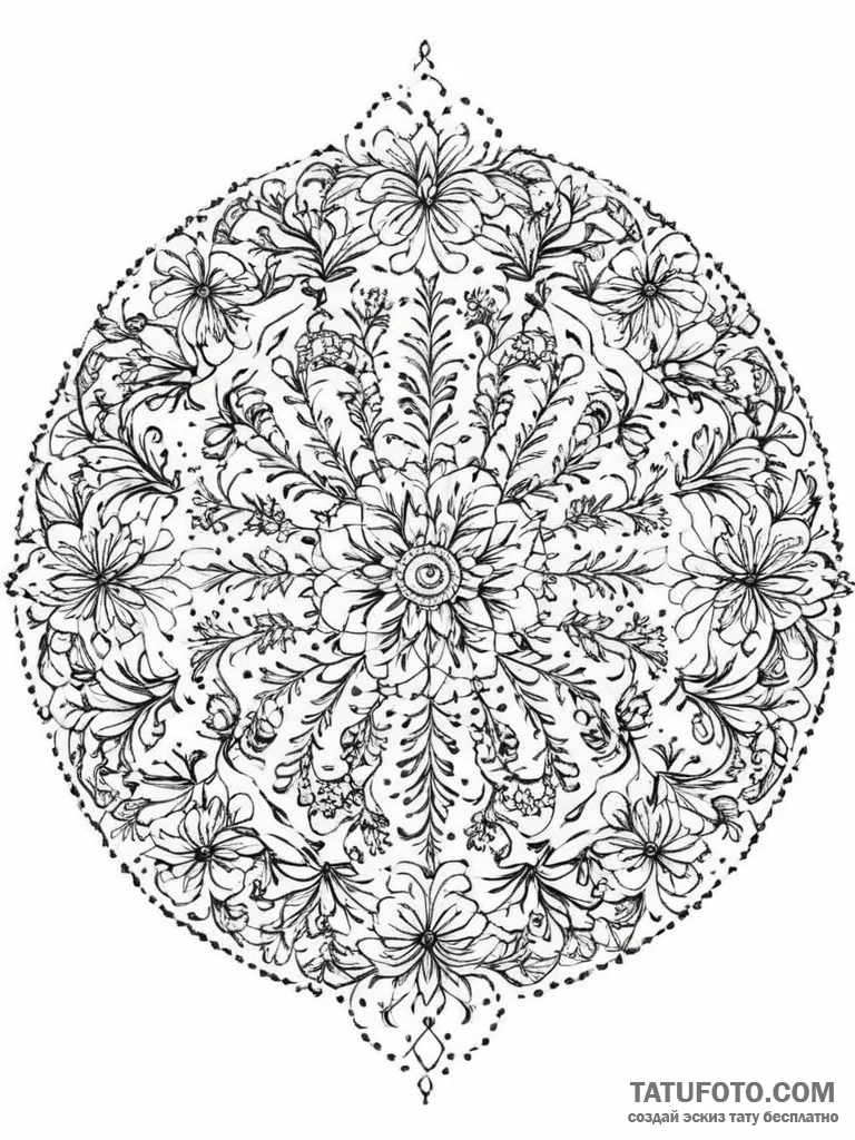 Tattoo design: a circular or mandalic arrange... - эскиз тату (№1754038693_0, 01.08.2025 08:58) — Tatufoto.com