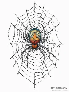 A close-up of a spider weaving its intricate... - эскиз тату (№1754039880_0, 01.08.2025 09:18) — Tatufoto.com