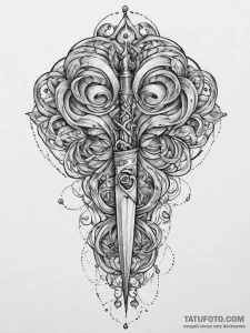 Scissors, tattoo line art, black and grey tat... - эскиз тату (№1754040284_0, 01.08.2025 09:24) — Tatufoto.com