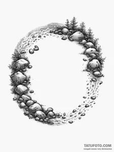 A serene japanese zen garden with raked sand... - эскиз тату (№1754040481_0, 01.08.2025 09:28) — Tatufoto.com