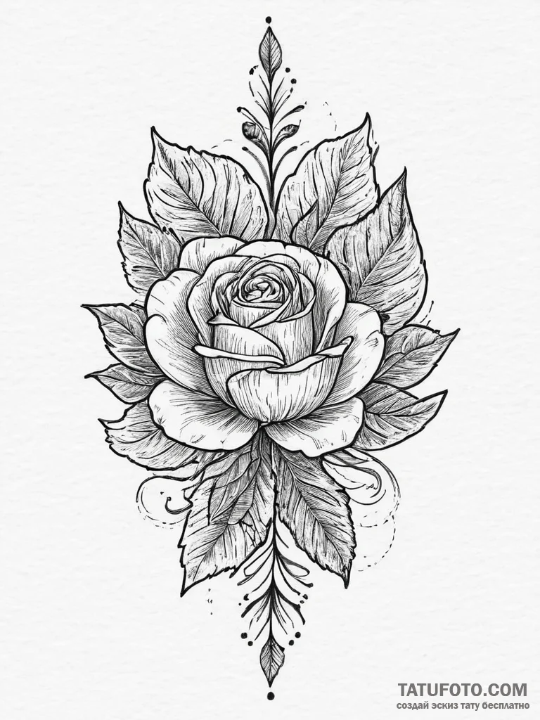 A minimalist tattoo of a single, perfect oak... - эскиз тату (№1754041098_0, 01.08.2025 09:38) — Tatufoto.com