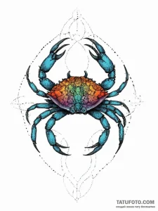 Crab, tattoo sketch design, vibrant colors, f... - эскиз тату (№1754041311_0, 01.08.2025 09:41) — Tatufoto.com