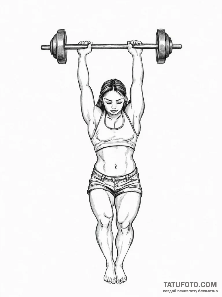Tattoo design a weight being lifted, showing... - эскиз тату (№1754043538_0, 01.08.2025 10:18) — Tatufoto.com