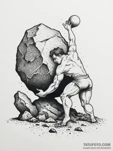 Sisyphus pushing the boulder, tattoo sketch d... - эскиз тату (№1754043747_0, 01.08.2025 10:22) — Tatufoto.com