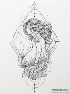 Tattoo sketch aquarius's water flowing as a s... - эскиз тату (№1754044158_0, 01.08.2025 10:29) — Tatufoto.com
