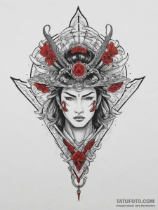 Tattoo design a samurai's traditional fan wit... - эскиз тату (№1754044581_0, 01.08.2025 10:36) — Tatufoto.com