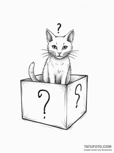 Schrodinger's cat (box with question mark) - эскиз тату (№1754046006_0, 01.08.2025 11:00) — Tatufoto.com