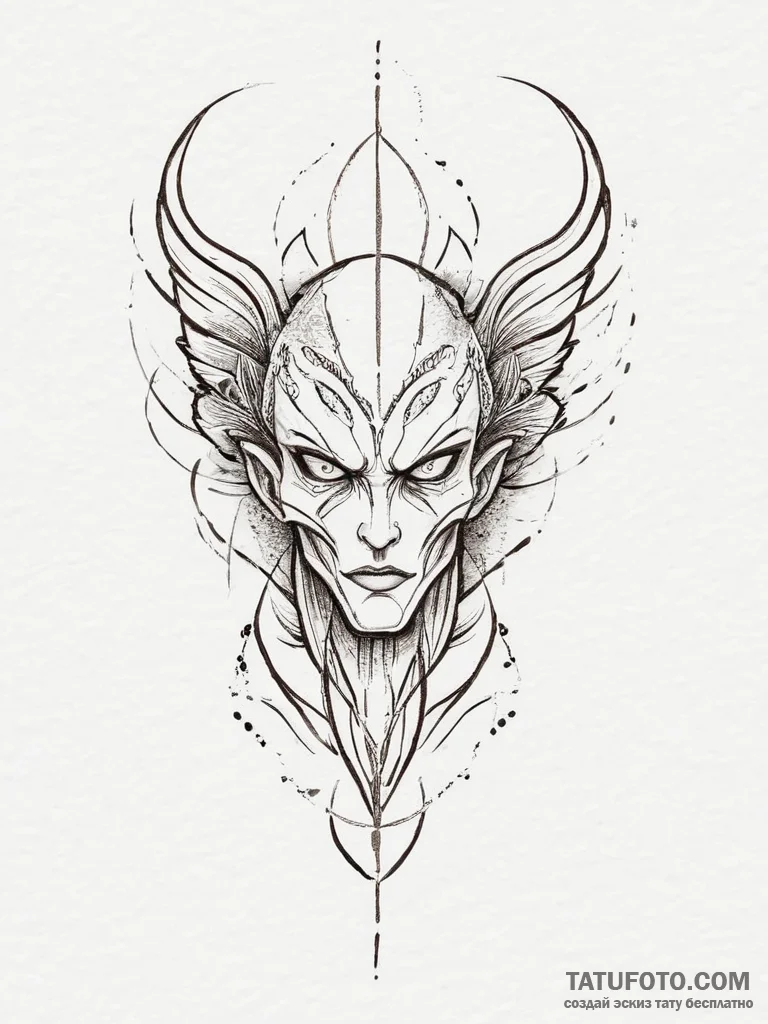 Banshee, ink illustration for tattoo, on a cl... - эскиз тату (№1754046807_0, 01.08.2025 11:13) — Tatufoto.com