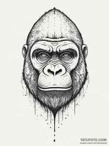 Gorilla, tattoo flash sheet design, on a clea... - эскиз тату (№1754047220_0, 01.08.2025 11:20) — Tatufoto.com