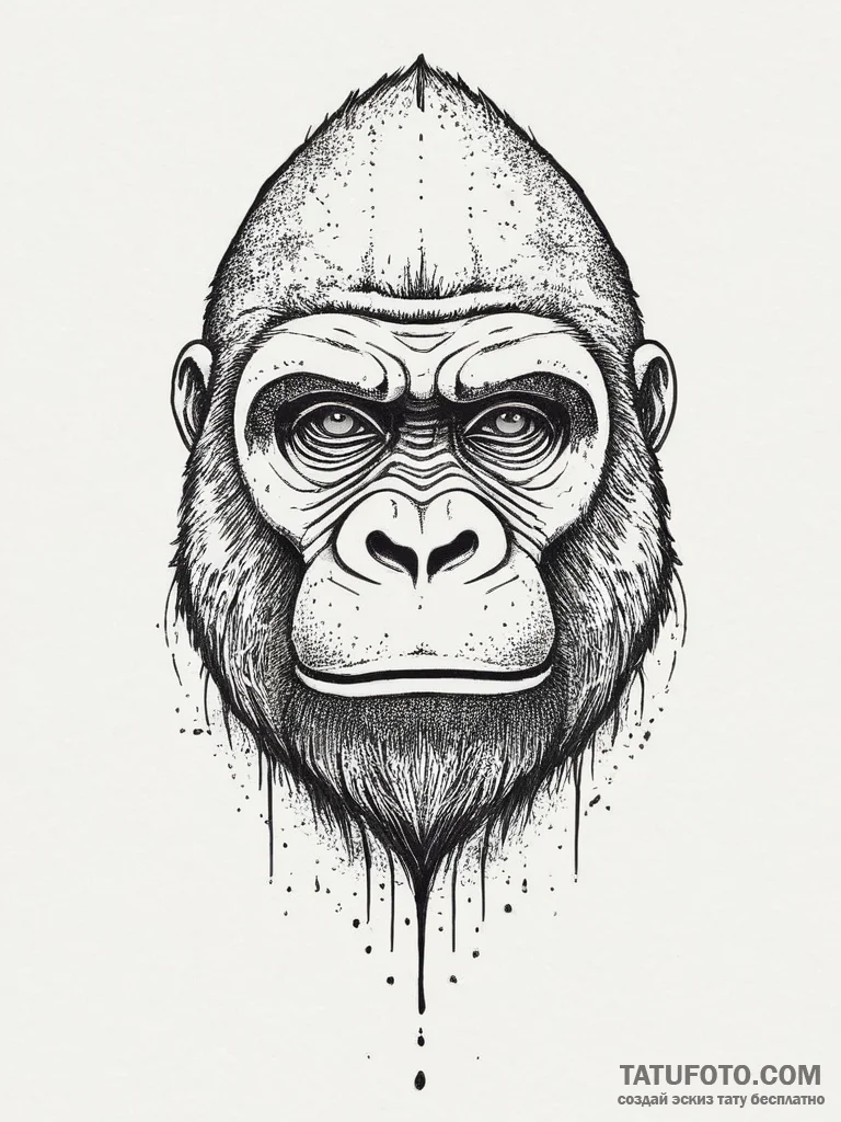 Gorilla, tattoo flash sheet design, on a clea... - эскиз тату (№1754047220_0, 01.08.2025 11:20) — Tatufoto.com