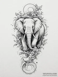 Tattoo sketch a family of elephants walking t... - эскиз тату (№1754047423_0, 01.08.2025 11:23) — Tatufoto.com
