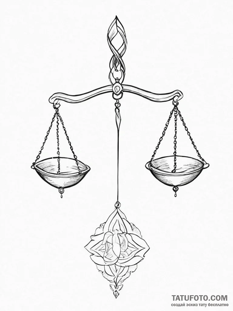 Tattoo sketch libra's scales depicted as a pe... - эскиз тату (№1754047817_0, 01.08.2025 11:30) — Tatufoto.com