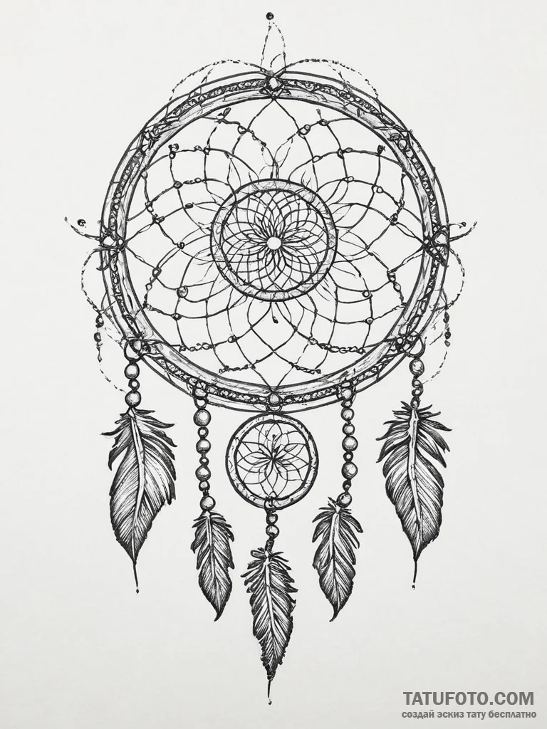 Tattoo design a dreamcatcher with shadowy fea... - эскиз тату (№1754048023_0, 01.08.2025 11:33) — Tatufoto.com