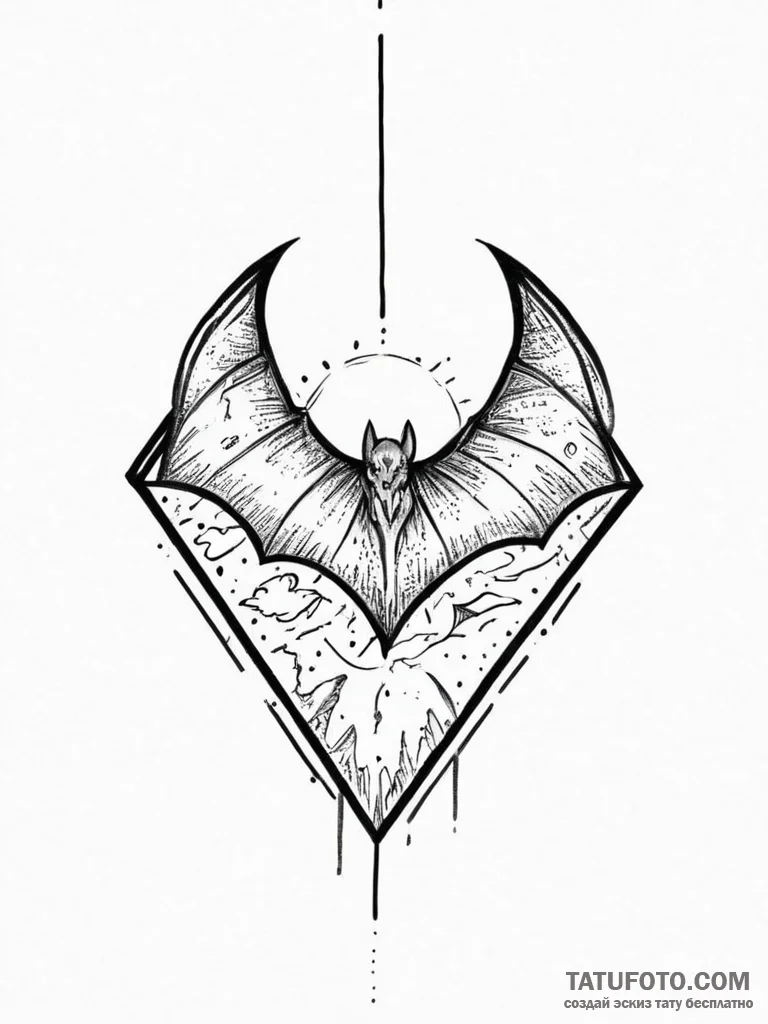 The bat-signal in the sky, tattoo sketch desi... - эскиз тату (№1754049050_0, 01.08.2025 11:50) — Tatufoto.com