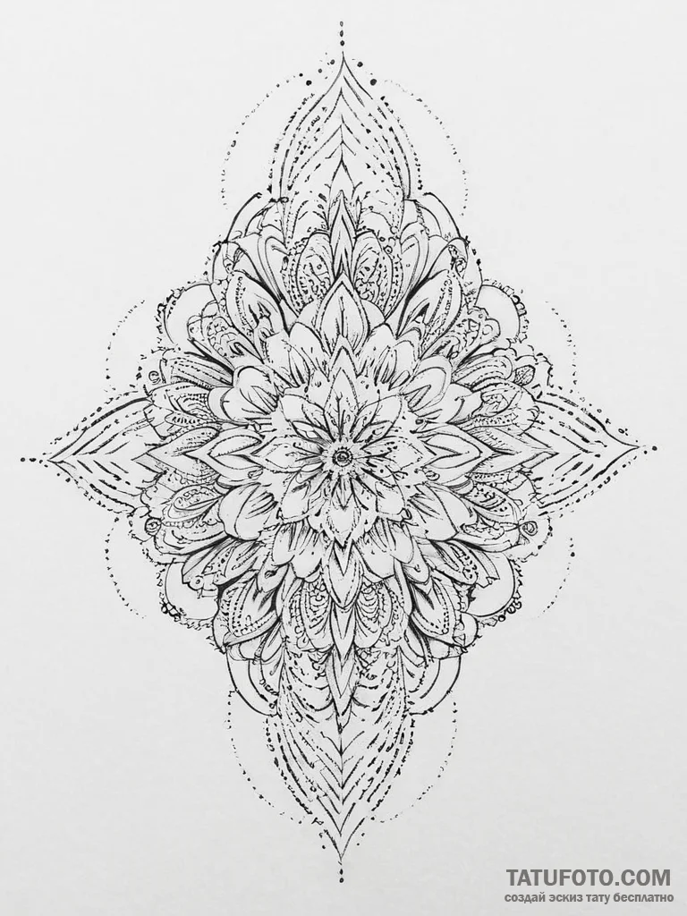 Tattoo sketch a delicate, intricate lace patt... - эскиз тату (№1754050073_0, 01.08.2025 12:07) — Tatufoto.com