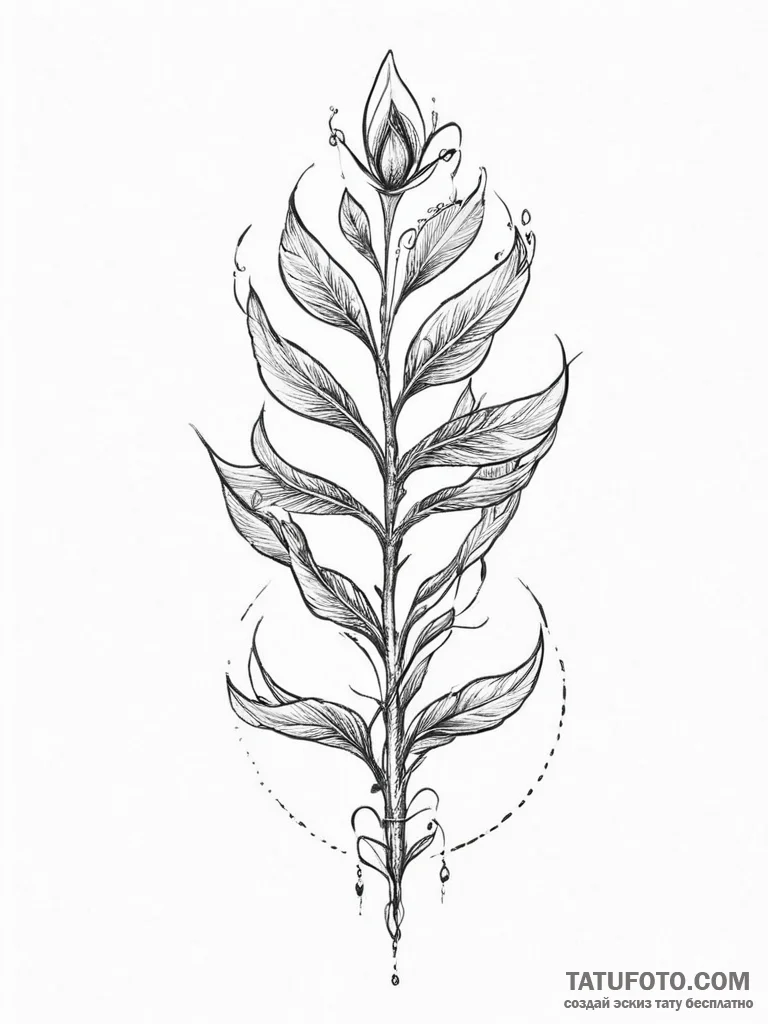 Tattoo design a seed sprouting into a vibrant... - эскиз тату (№1754050280_0, 01.08.2025 12:11) — Tatufoto.com