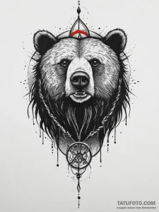 A powerful tattoo sketch of a bear, the sacre... - эскиз тату (№1754050703_0, 01.08.2025 12:18) — Tatufoto.com