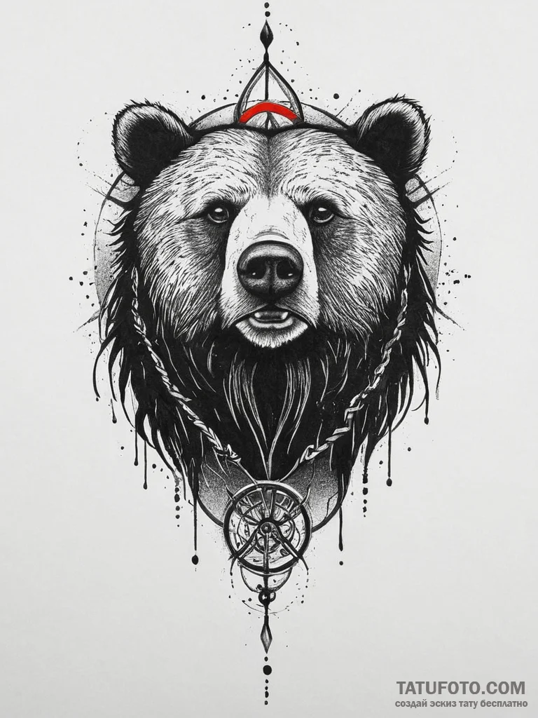 A powerful tattoo sketch of a bear, the sacre... - эскиз тату (№1754050703_0, 01.08.2025 12:18) — Tatufoto.com