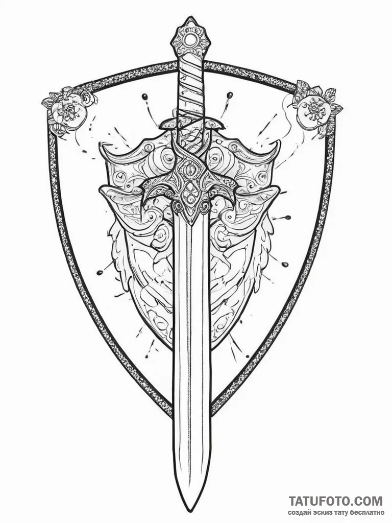 Shield and sword, concept art for tattoo, vib... - эскиз тату (№1754051097_0, 01.08.2025 12:24) — Tatufoto.com