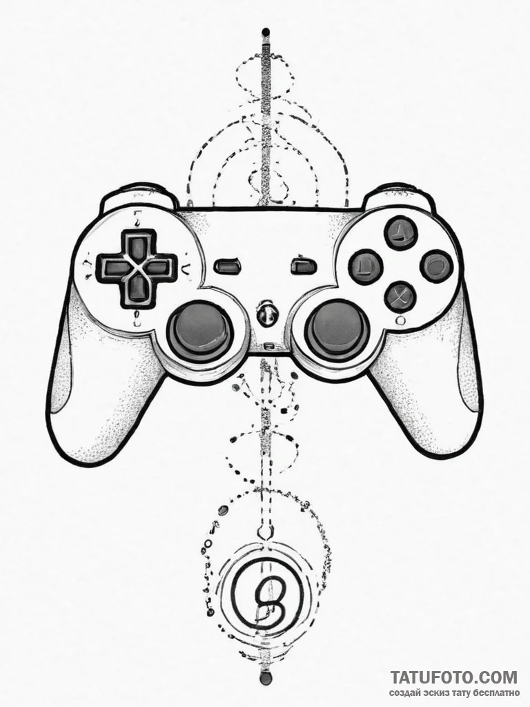 Tattoo sketch a controller's analog stick wit... - эскиз тату (№1754051293_0, 01.08.2025 12:28) — Tatufoto.com