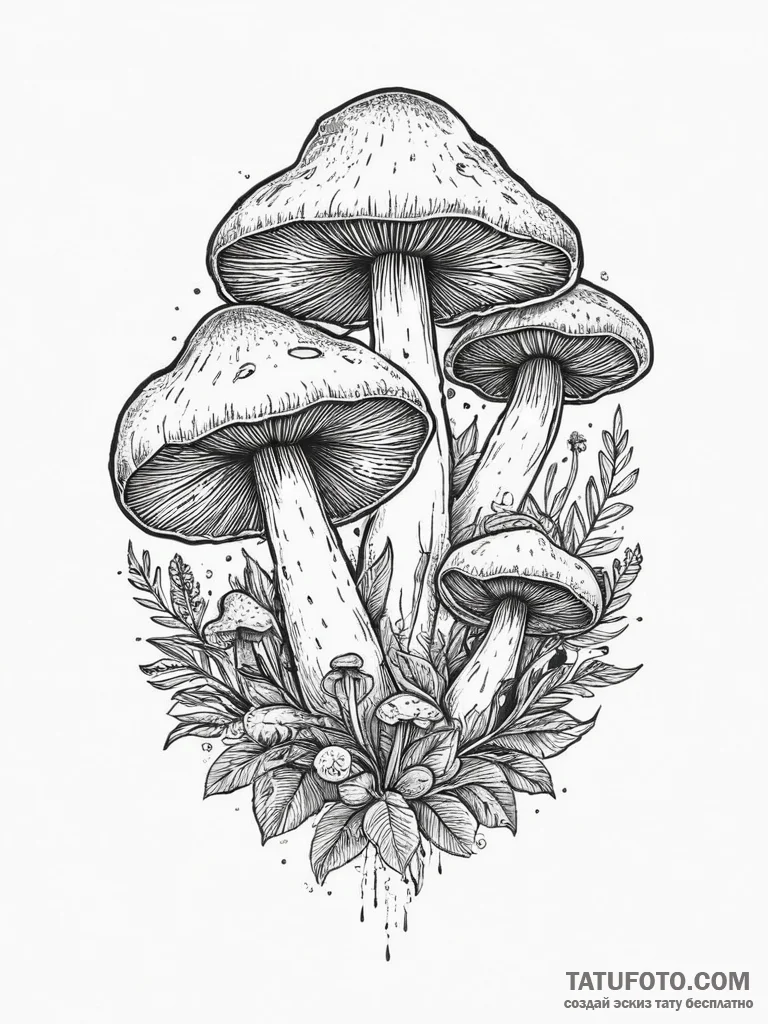 Tattoo design a cluster of tiny, detailed mus... - эскиз тату (№1754052303_0, 01.08.2025 12:45) — Tatufoto.com