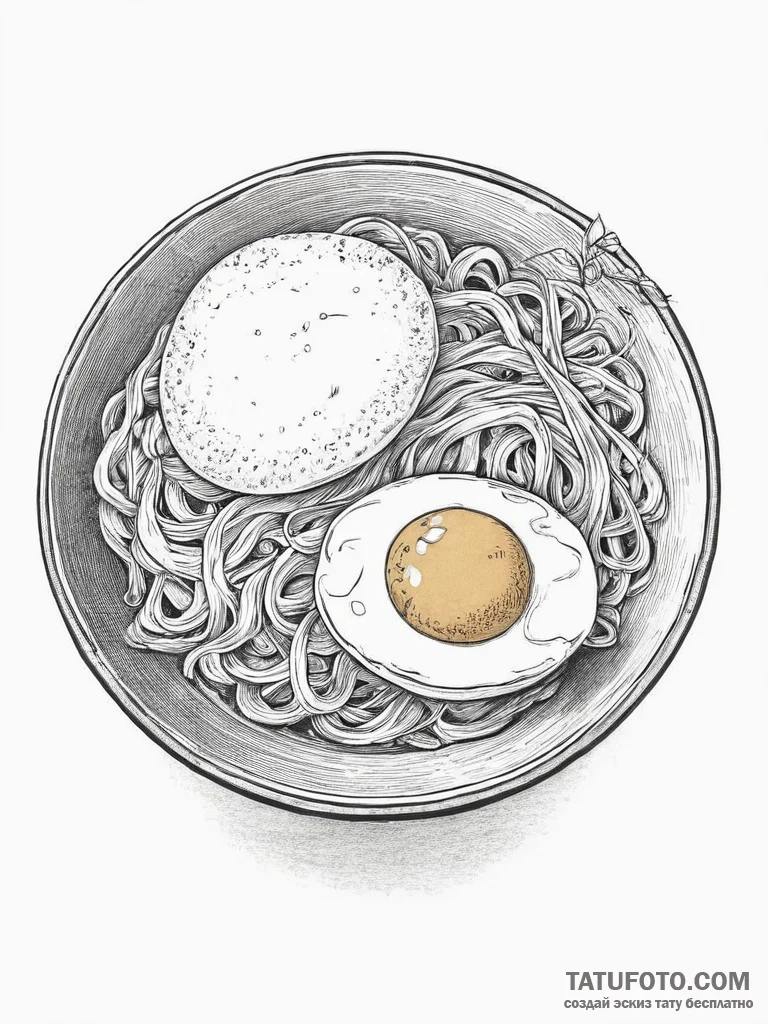 A steaming bowl of authentic japanese ramen,... - эскиз тату (№1754054129_0, 01.08.2025 13:15) — Tatufoto.com