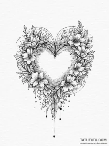 Tattoo sketch a crayon drawing style heart or... - эскиз тату (№1754054953_0, 01.08.2025 13:29) — Tatufoto.com