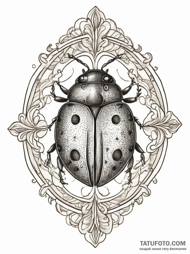Tattoo design a delicate ladybug, bringing go... - эскиз тату (№1754056983_0, 01.08.2025 14:03) — Tatufoto.com