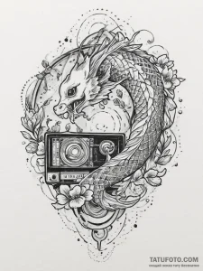 Reel-to-reel tape player, tattoo sketch desig... - эскиз тату (№1754057399_0, 01.08.2025 14:09) — Tatufoto.com