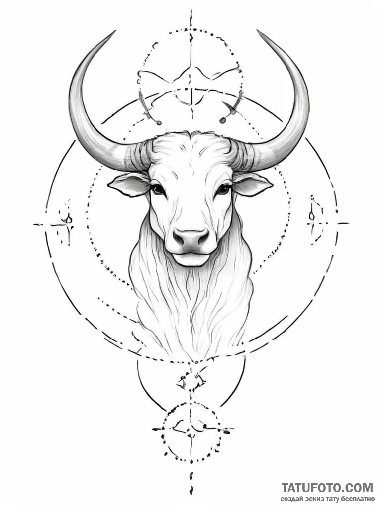 Taurus (zodiac sign) - эскиз тату (№1754057603_0, 01.08.2025 14:13) — Tatufoto.com