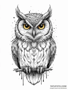 Owl, tattoo drawing outline, bold outlines, t... - эскиз тату (№1754058630_0, 01.08.2025 14:30) — Tatufoto.com