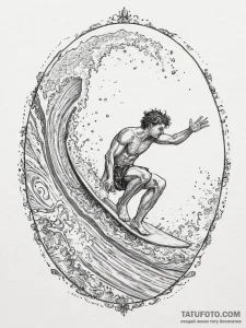 A person learning to surf, falling off the bo... - эскиз тату (№1754059431_0, 01.08.2025 14:43) — Tatufoto.com