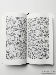 A detailed photo of a book's pages, with a si... - эскиз тату (№1754060048_0, 01.08.2025 14:54) — Tatufoto.com