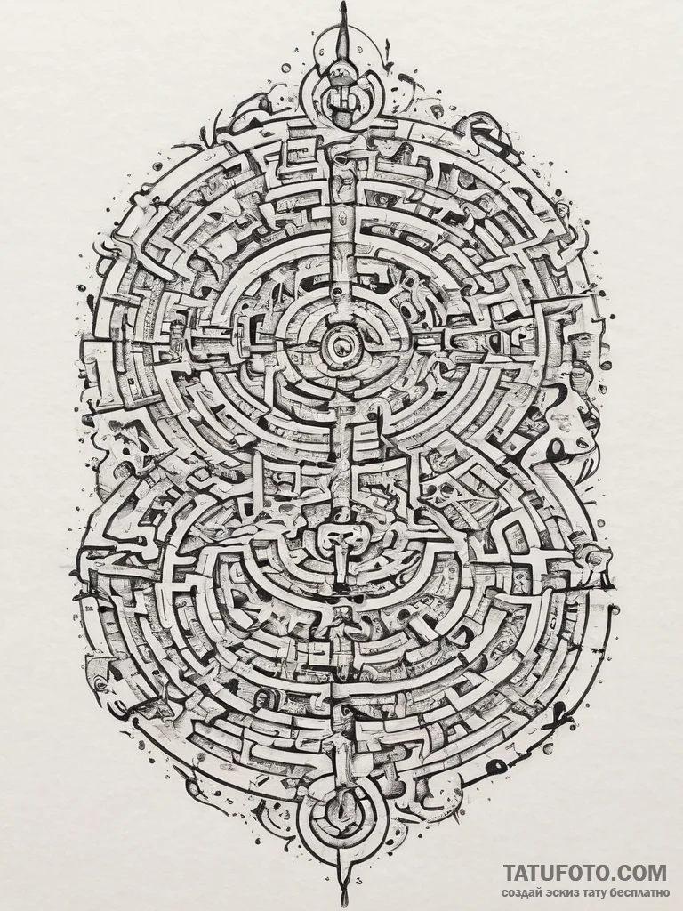 Tattoo design a labyrinth with a clear path l... - эскиз тату (№1754060262_0, 01.08.2025 14:57) — Tatufoto.com