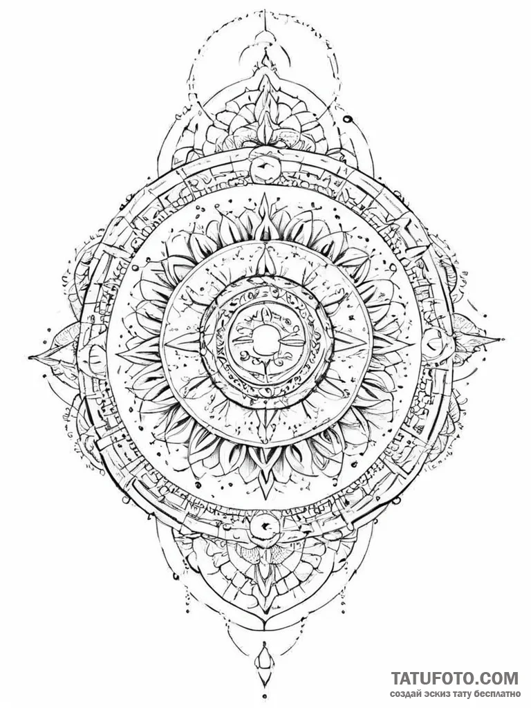 Tattoo design a mandala-style geometric patte... - эскиз тату (№1754060460_0, 01.08.2025 15:01) — Tatufoto.com