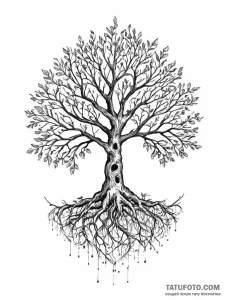 Tattoo sketch a tree with roots growing into... - эскиз тату (№1754060853_0, 01.08.2025 15:07) — Tatufoto.com